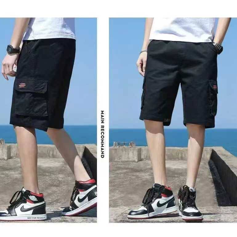Summer thin workmanship shorts, men's tide brand loose straight pants men's leisure sports large size horse pants