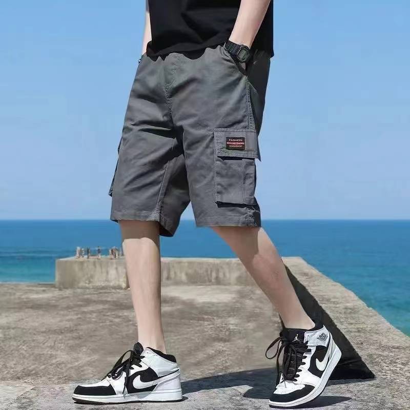 Summer thin workmanship shorts, men's tide brand loose straight pants men's leisure sports large size horse pants