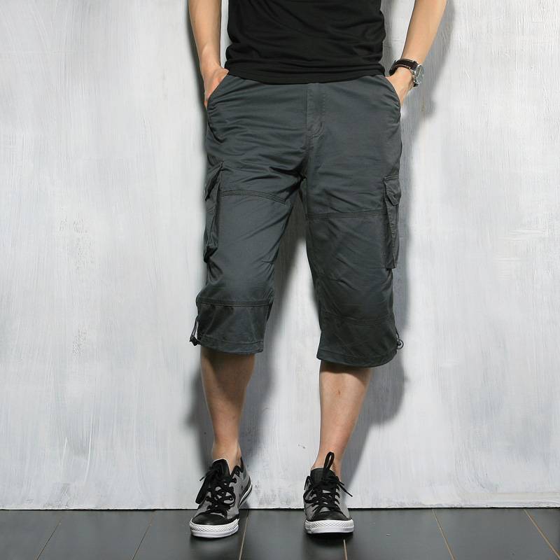 Kaile Stone Qippot Men's Summer Loose Short Sweet Tips and Greeds Organized Pants Casual Horse Pants Cotton Sports