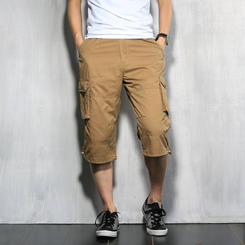 Kaile Stone Qippot Men's Summer Loose Short Sweet Tips and Greeds Organized Pants Casual Horse Pants Cotton Sports