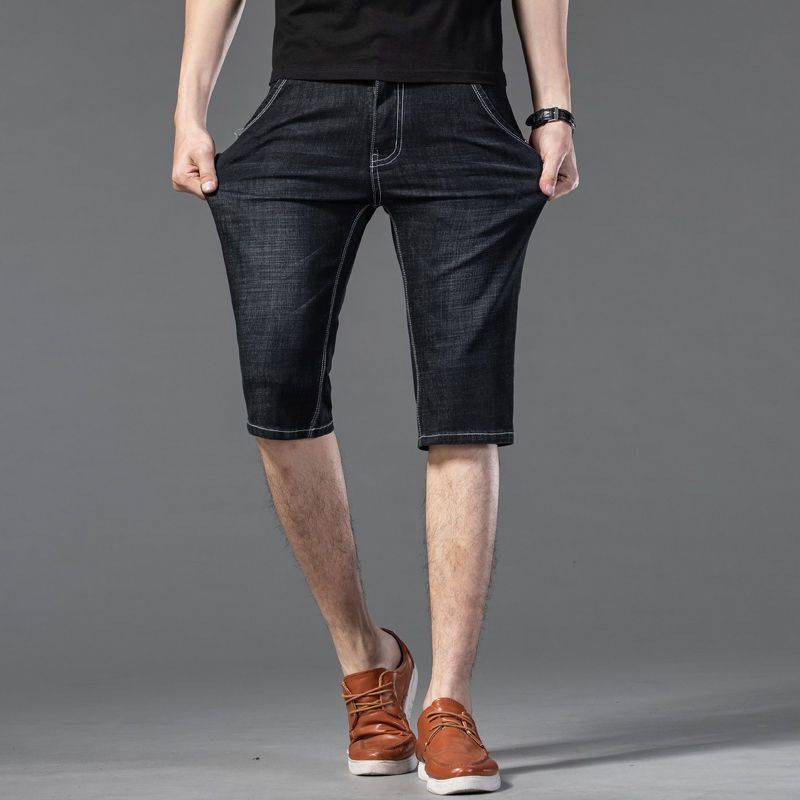 Summer denim shorts, men's pants pants casual pants, loose straight, thin Korean version 5 -point horse pants 7 points beach pants