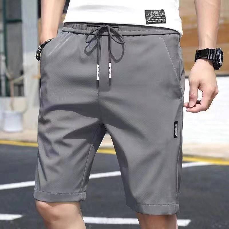 Ice silk shorts men's summer ultra -thin sports five -point casual pants loose straight horse pants fast dry air conditioner