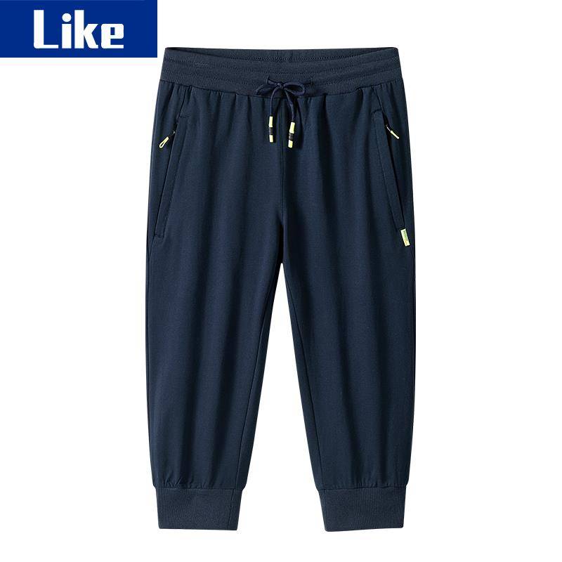 Point pants men's cotton cotton summer casual sports pants loose and elastic pants thin feet 7 points short pants horse pants guard