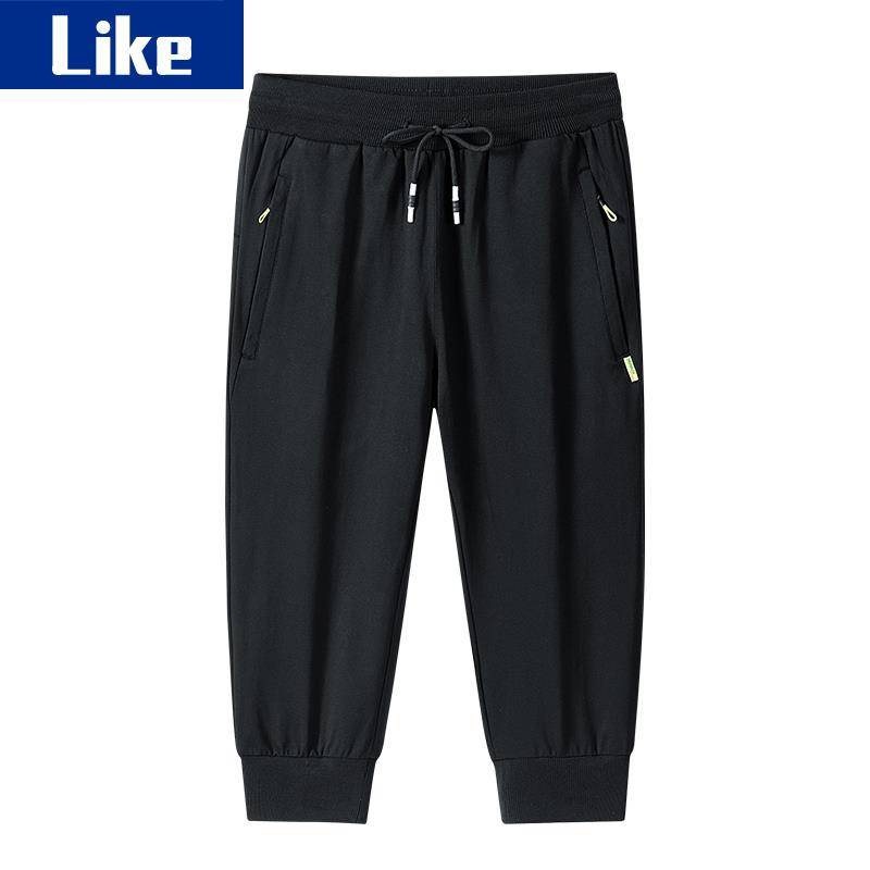 Point pants men's cotton cotton summer casual sports pants loose and elastic pants thin feet 7 points short pants horse pants guard