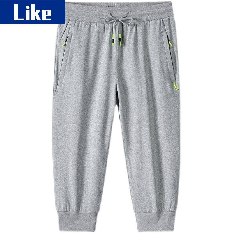Point pants men's cotton cotton summer casual sports pants loose and elastic pants thin feet 7 points short pants horse pants guard