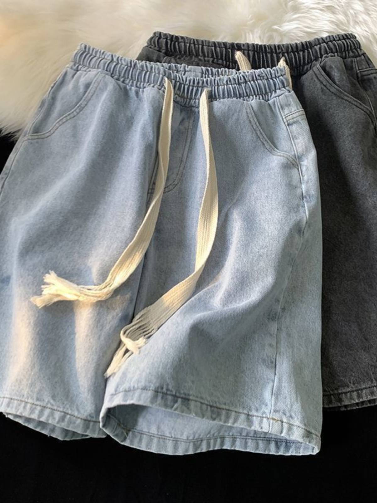 Loose waist denim shorts 2024 summer thin loose straight straight pants pants tide brand casual horse pants