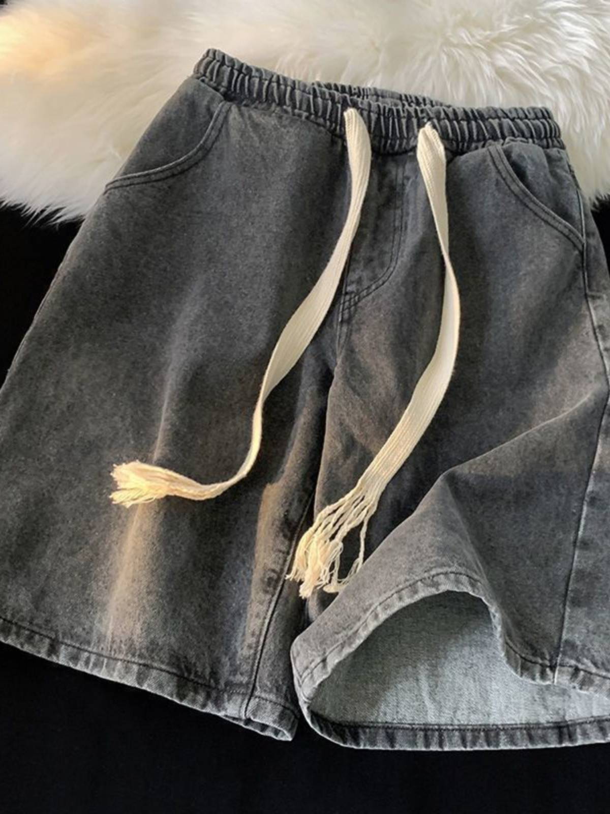 Loose waist denim shorts 2024 summer thin loose straight straight pants pants tide brand casual horse pants