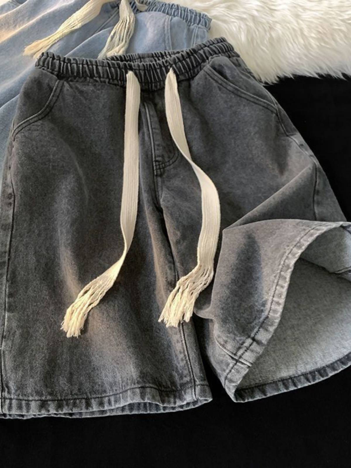 Loose waist denim shorts 2024 summer thin loose straight straight pants pants tide brand casual horse pants
