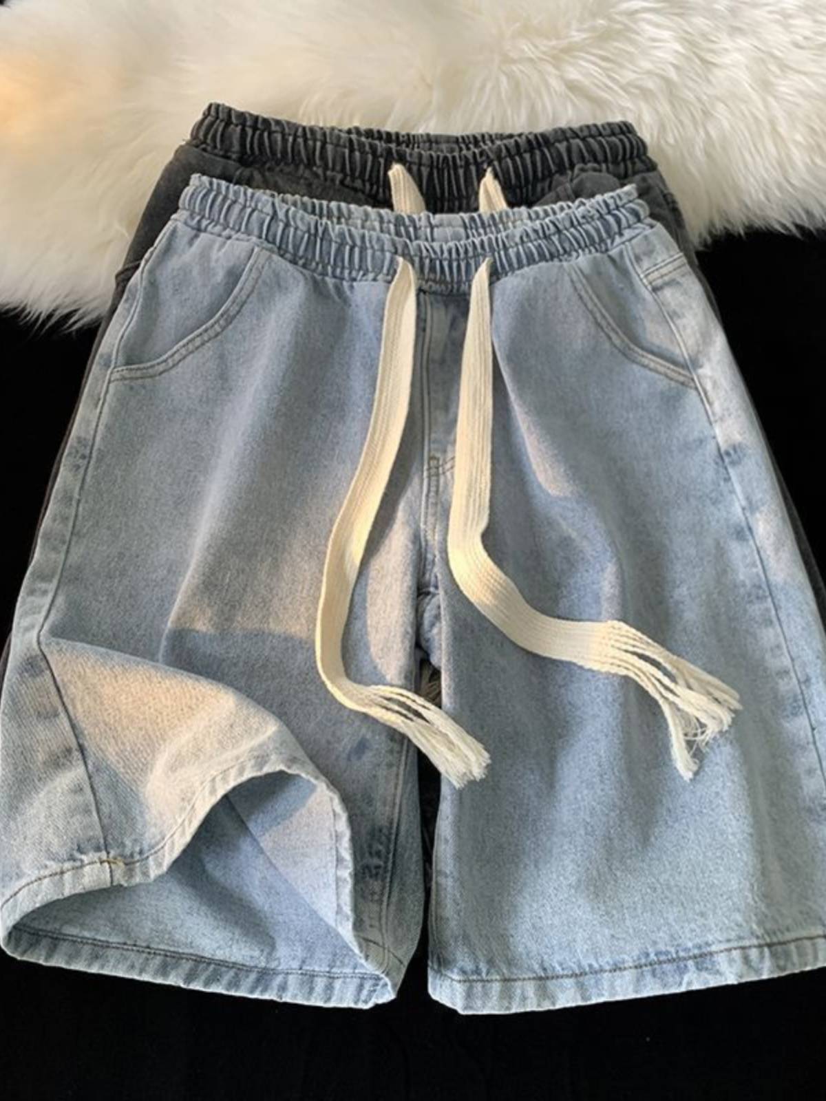 Loose waist denim shorts 2024 summer thin loose straight straight pants pants tide brand casual horse pants
