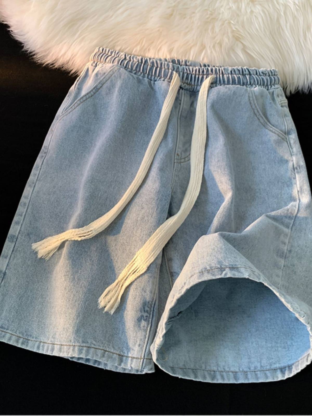 Loose waist denim shorts 2024 summer thin loose straight straight pants pants tide brand casual horse pants