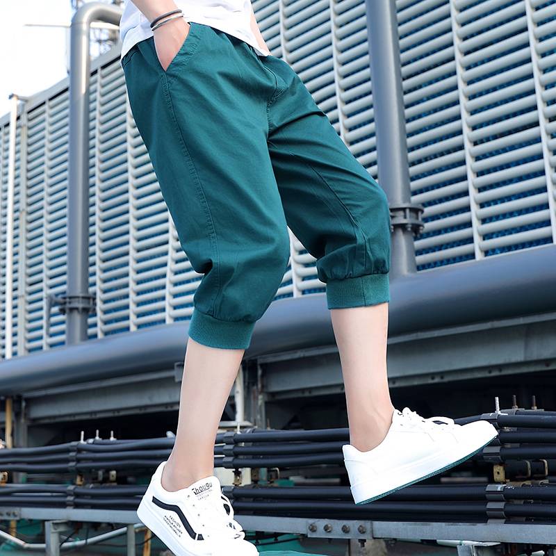 Anta co -branded men's summer leisure sports shorts criminal pants pure cotton jeue pants closed small feet horse pants young