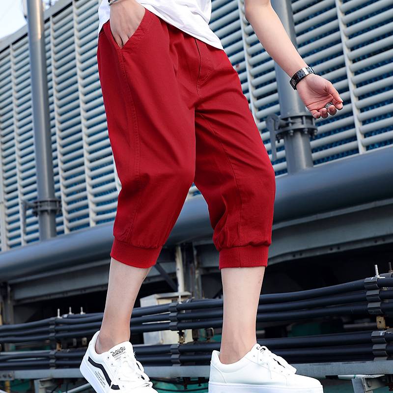 Anta co -branded men's summer leisure sports shorts criminal pants pure cotton jeue pants closed small feet horse pants young