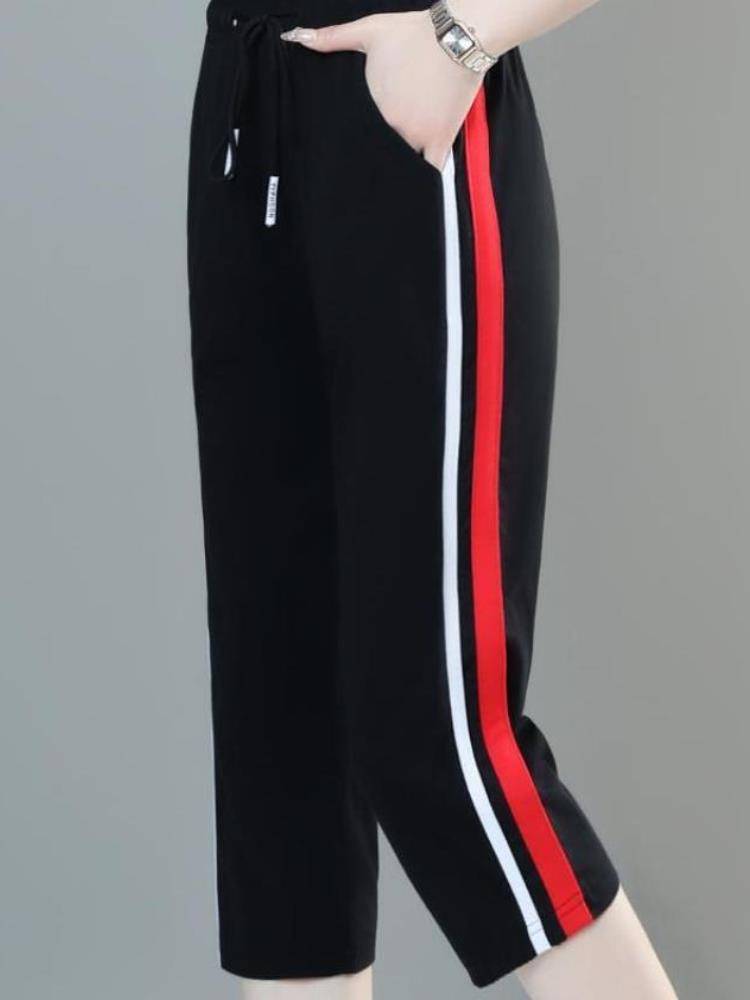 Tubu pure cotton pants female summer thin 2024 new casual horse pants loose and thin mid -pants big size