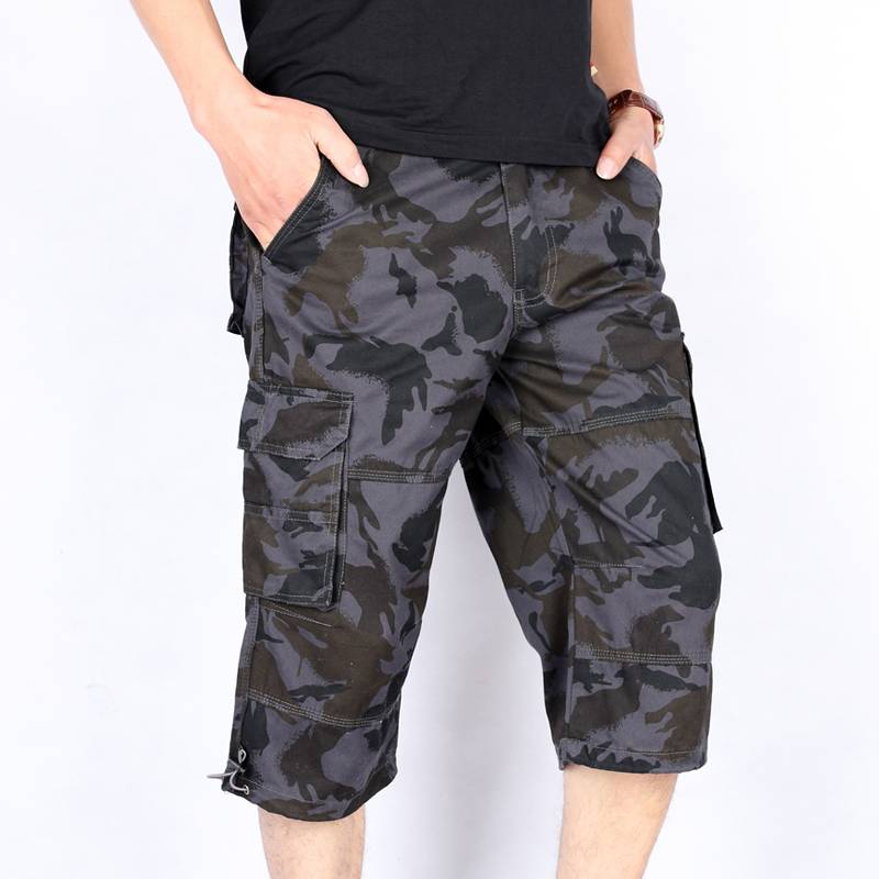 Kaile stone summer thin camouflage jeans men's loose large size short pants outdoor workpiece