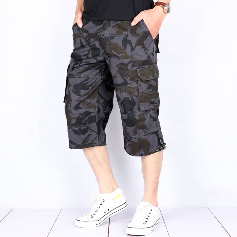 Kaile stone summer thin camouflage jeans men's loose large size short pants outdoor workpiece