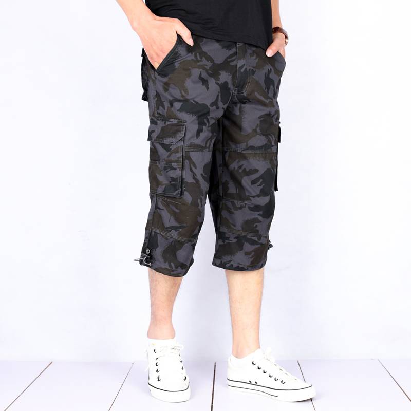 Kaile stone summer thin camouflage jeans men's loose large size short pants outdoor workpiece