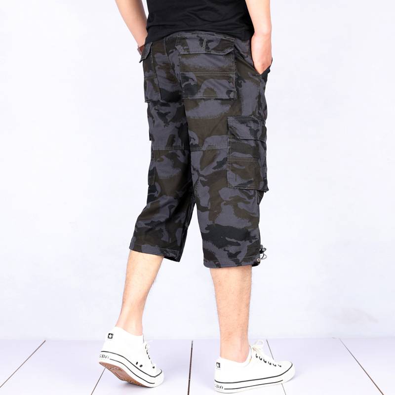 Kaile stone summer thin camouflage jeans men's loose large size short pants outdoor workpiece