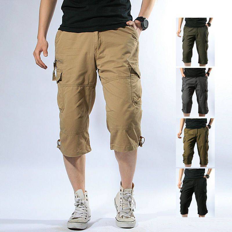 Xia thin whole cotton pants, men's work pants casual horse pants, loose increase, size 7 -point pants pure cotton pants pants