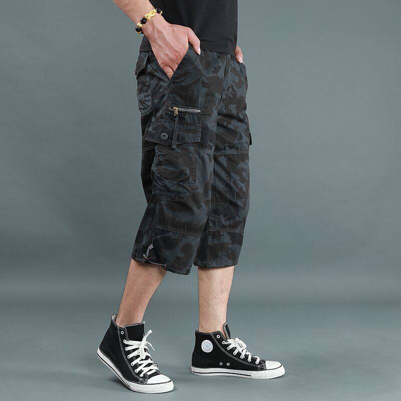 Xia thin whole cotton pants, men's work pants casual horse pants, loose increase, size 7 -point pants pure cotton pants pants
