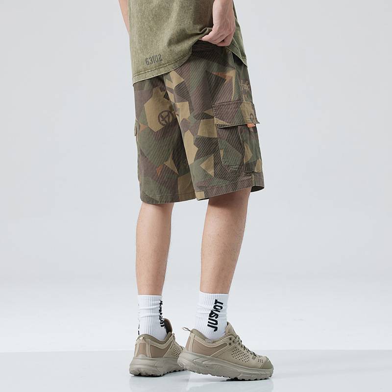 Summer thin camouflage workers short pants men's loose tide brand INS five -point casual pants large size fat man pants pants