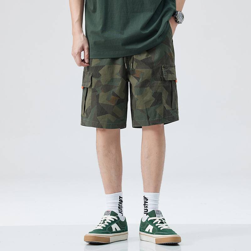 Summer thin camouflage workers short pants men's loose tide brand INS five -point casual pants large size fat man pants pants