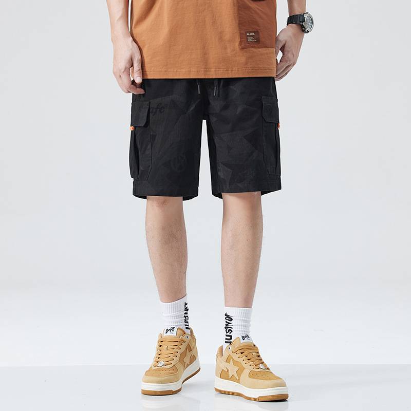 Summer thin camouflage workers short pants men's loose tide brand INS five -point casual pants large size fat man pants pants