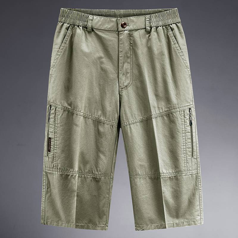 Co -branded pure cotton worker shorts Men's summer thin middle -aged and old horse pants loose large size home leisure sports