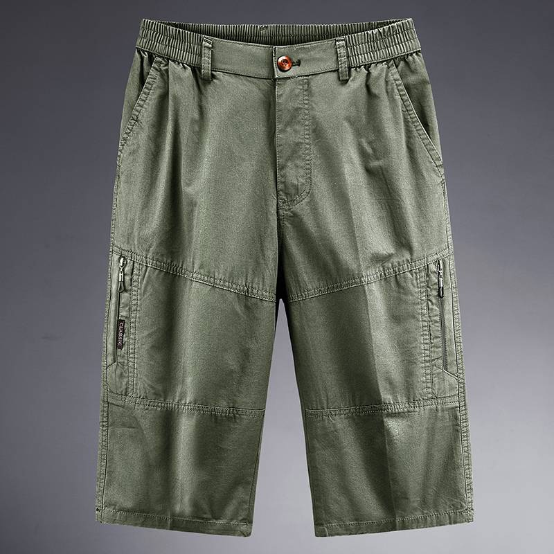 Co -branded pure cotton worker shorts Men's summer thin middle -aged and old horse pants loose large size home leisure sports