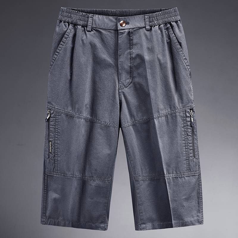 Co -branded pure cotton worker shorts Men's summer thin middle -aged and old horse pants loose large size home leisure sports