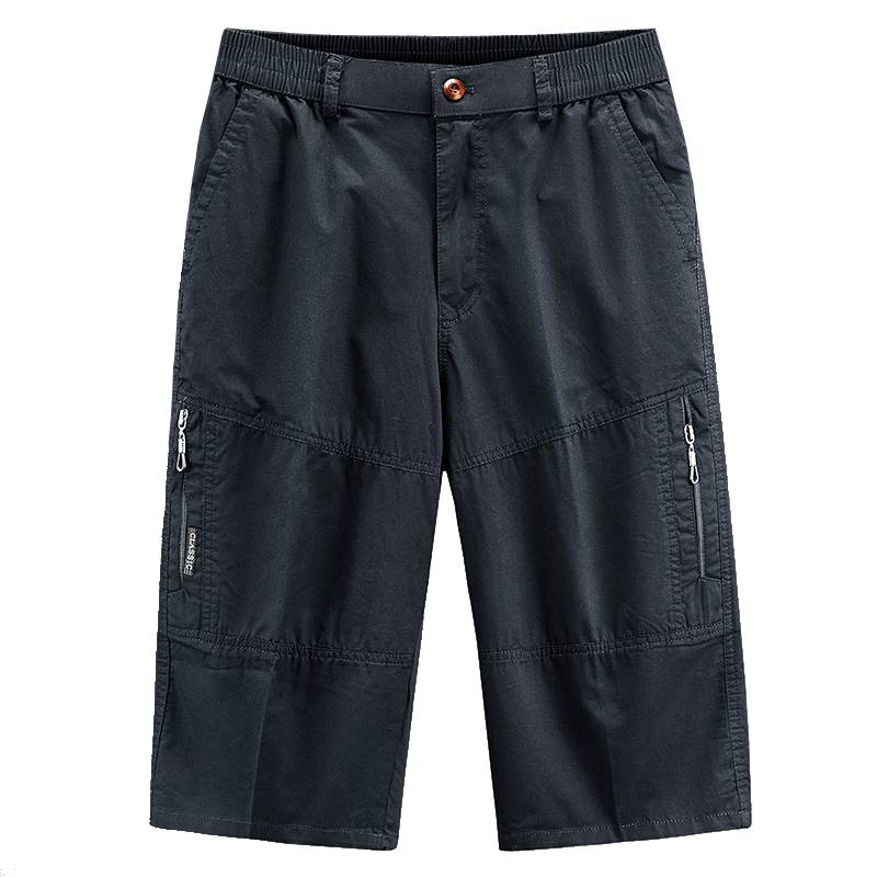 Co -branded pure cotton worker shorts Men's summer thin middle -aged and old horse pants loose large size home leisure sports
