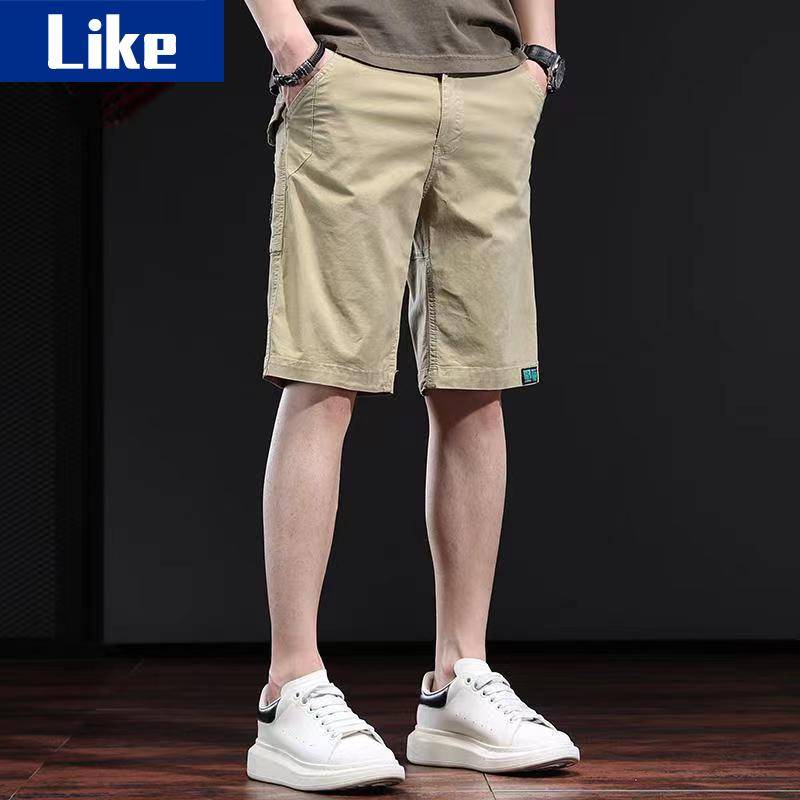 Multi -bags of stitching casual shorts Men's summer tide brand high -end workplace men's 5 -point horse pants straight penta pants pants