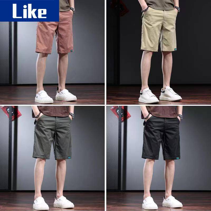 Multi -bags of stitching casual shorts Men's summer tide brand high -end workplace men's 5 -point horse pants straight penta pants pants