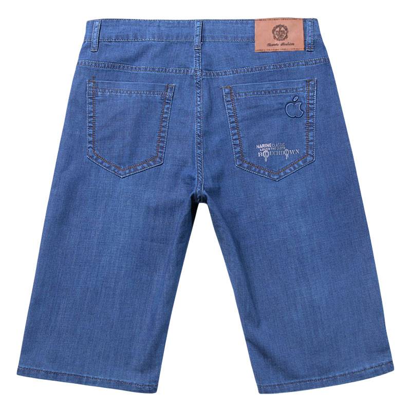 Summer thin pork pants men's cowboy straight loose shorts with elasticity plus large size high -waisted high waist pants and pants