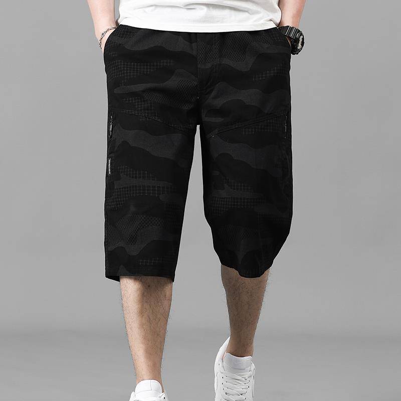 Short pants men's summer 2024 new leisure sports versatile dad 7 points straight middle -aged people seven -point horse pants pants