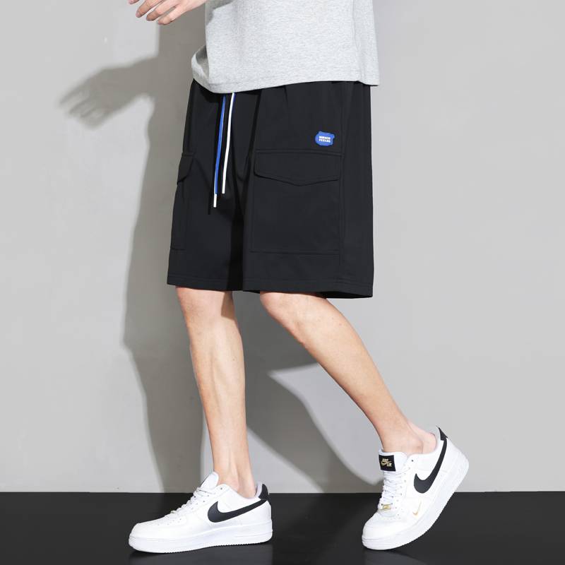 New product casual shorts boys in summer thin ice silk five -point horses pants loose large size, large size V downty pants trend workers