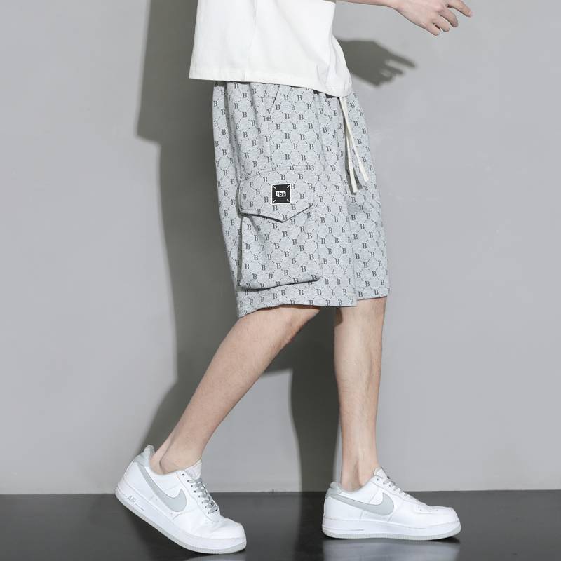 New product casual shorts boys in summer thin ice silk five -point horses pants loose large size, large size V downty pants trend workers