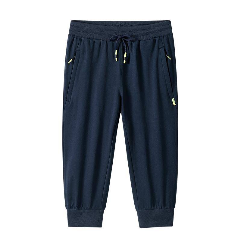 Point pants men's cotton cotton summer casual sports pants loose and elastic pants thin feet 7 points short pants horse pants guard
