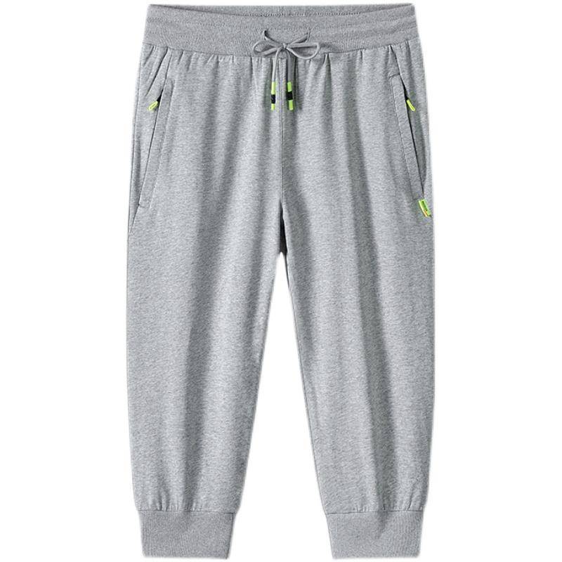 Point pants men's cotton cotton summer casual sports pants loose and elastic pants thin feet 7 points short pants horse pants guard