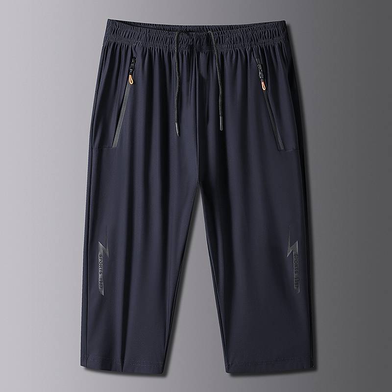 Ice silk fast -drying jeans men's summer thin casual shorts versatile wearing 7 -point horse pants sports cool pants