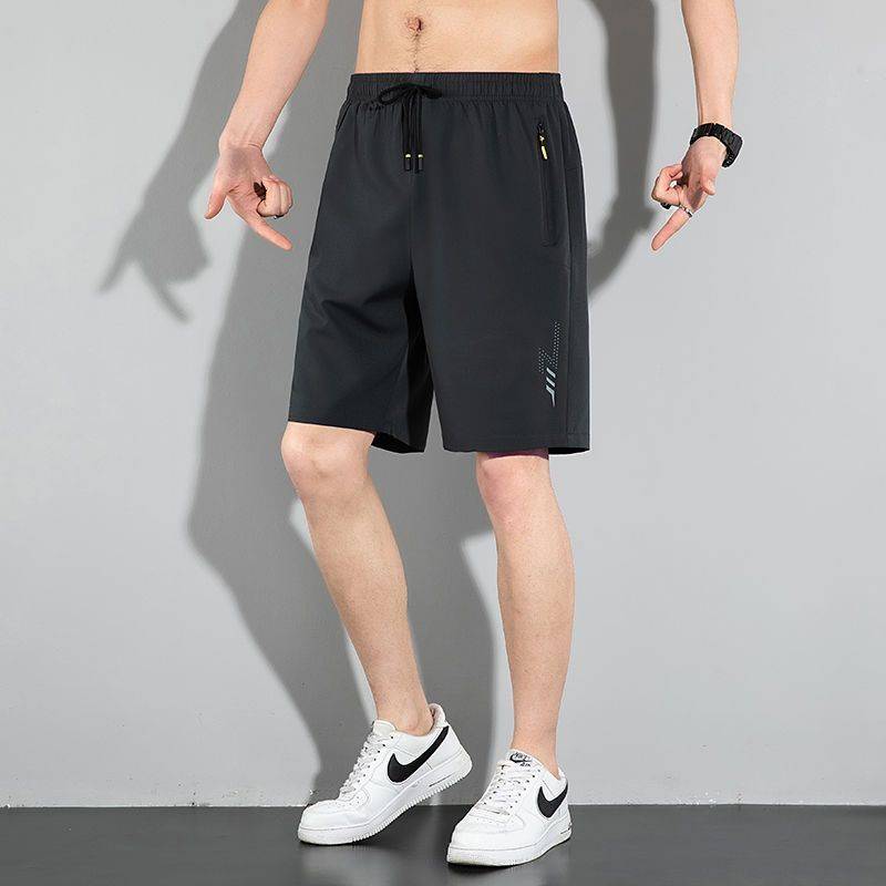 Men's summer dried pants casual pentae pants ice silk high -elastic shorts men's fat guy pants increase sports pants