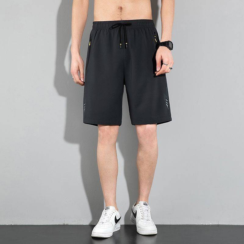 Men's summer dried pants casual pentae pants ice silk high -elastic shorts men's fat guy pants increase sports pants