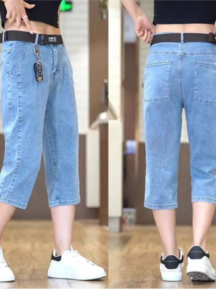 Guangzhou Xintang denim shorts men's summer thin stretch horse pants tide brand loose straight tube jeans wear -resistant pants