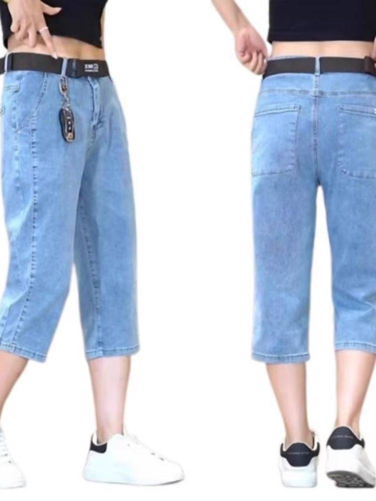Guangzhou Xintang denim shorts men's summer thin stretch horse pants tide brand loose straight tube jeans wear -resistant pants