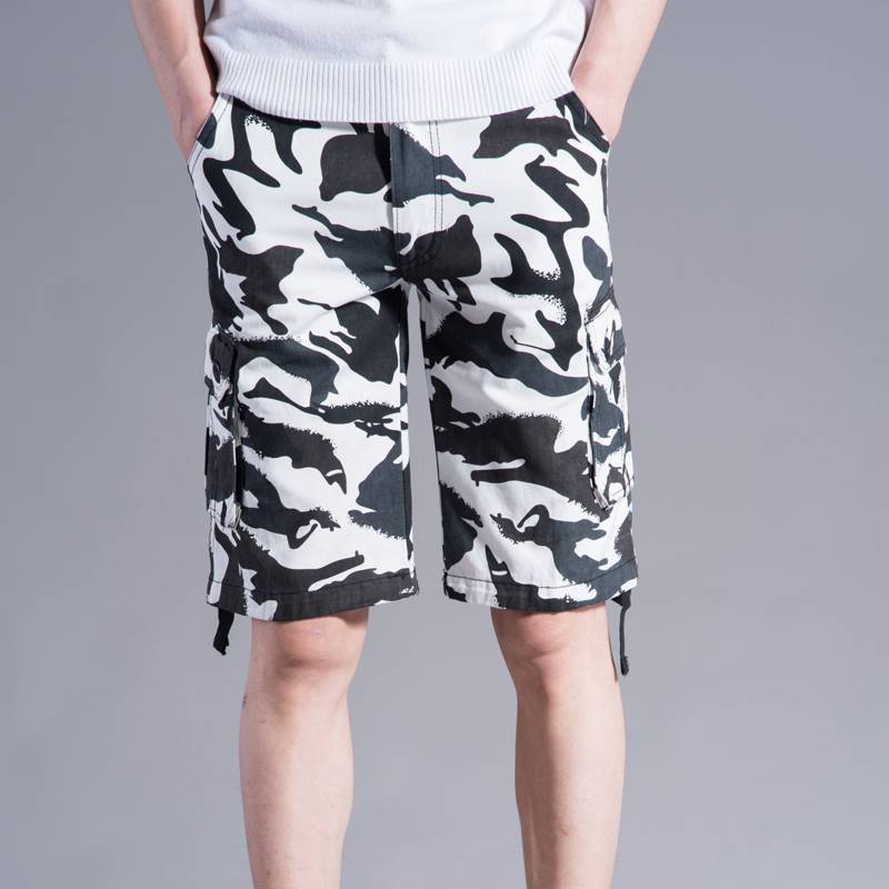 Summer camouflage shorts men's summer pants pants loose casual mid -pants workers multi -pocket trend wild pants