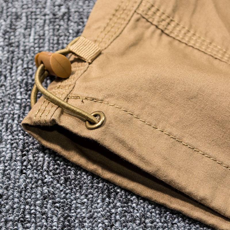 Summer shorts, thin jeans, men's beam, wide -leg multi -pocket 7 -point workpiece pants, fertilizer, increase size men's pants