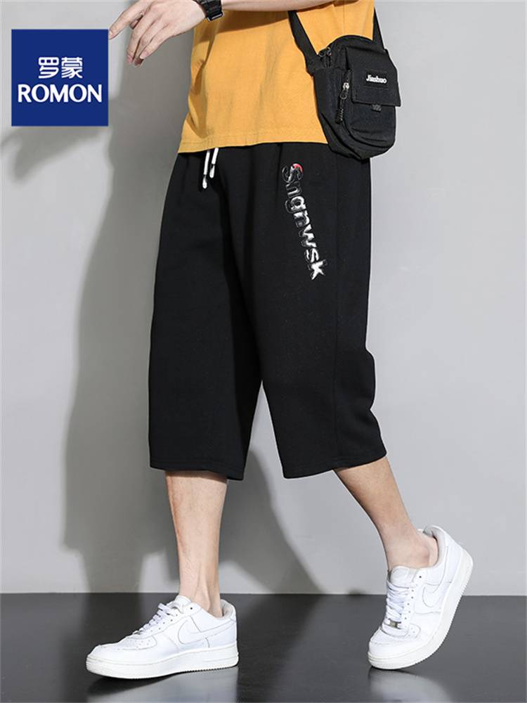 Romon Qubu Men's Summer Breathable Inhalery shorts Loose pants High -end straight horse pants sports casual large size pants