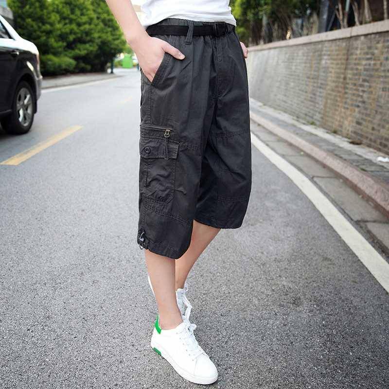 New multi -pocket Qimu -work shorts, men's summer thin men's loose large size, pants sports casual horse pants