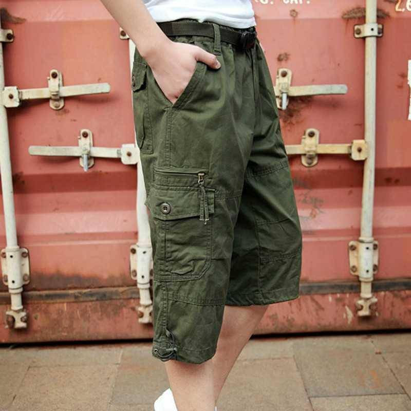 New multi -pocket Qimu -work shorts, men's summer thin men's loose large size, pants sports casual horse pants