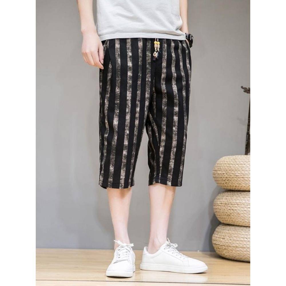Short -pants men's pants striped leisure pants summer transport 6Mby4DA1 movement sedimonal pants pants pants pants wide linen season