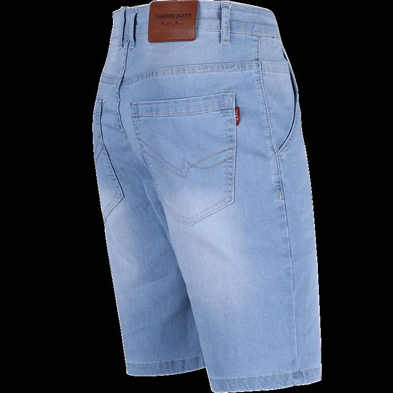 Embroidered denim shorts, men's loose straight penta pants 2023 Summer thin elastic 5 -point pants slim pants tide